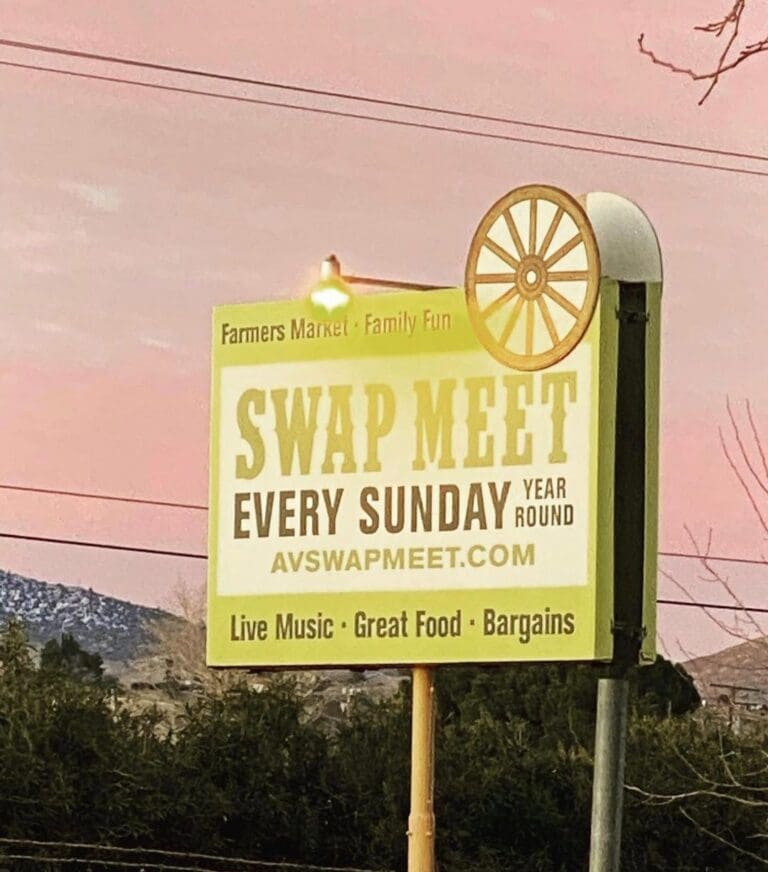 Swap meet road sign.